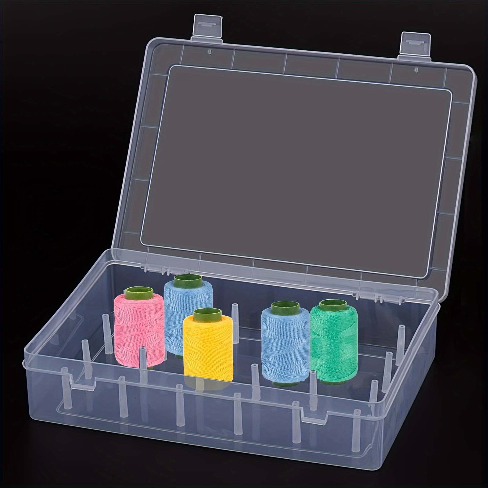 

1pc 24/42 Axis Tool Box, Plastic Transparent Thread Box, Household Sewing Thread Storage Box, Portable Suitcase Container Craft Spool Storage Box