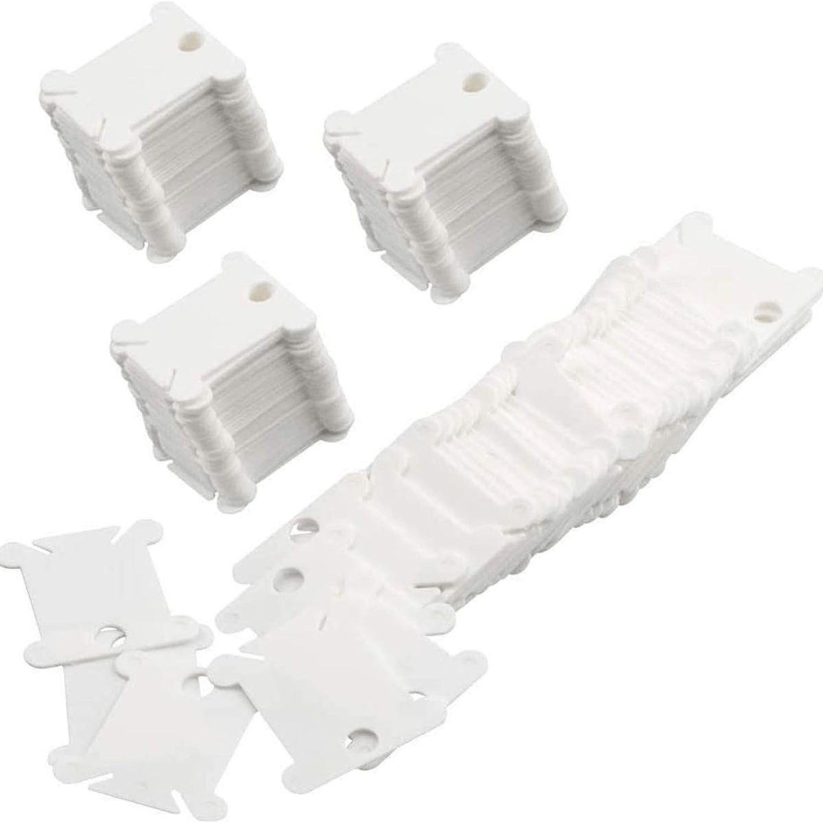 

50 Pcs White Plastic Stitch Spools - Organizing And Storing Your Embroidery - Ideal For Diy Crafts And Sewing Projects