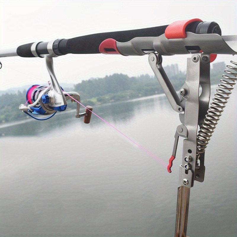 1 pieza, Soporte para caña de pescar, automática con resorte, herramienta  de pesca al aire libre
