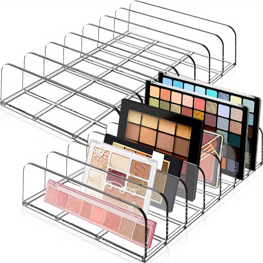 

7-section Eyeshadow Palette Organizer - Portable Makeup Storage For Vanity, Bathroom Countertop & Cabinets - Plastic, Freestanding Design