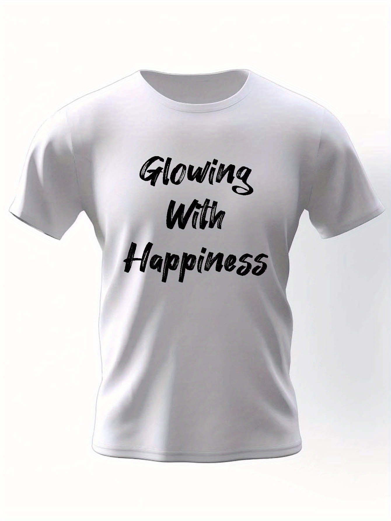 Glowing Happiness Print T Shirt Tees Men Casual Short Sleeve - Temu Canada