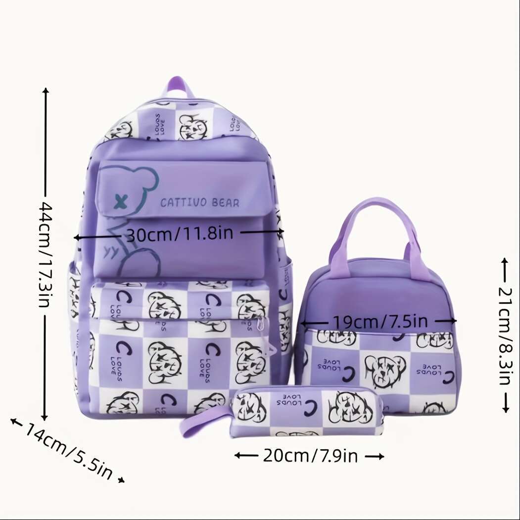 3pcs students school bags set large capacity backpack with insulated lunch bag and pen case
