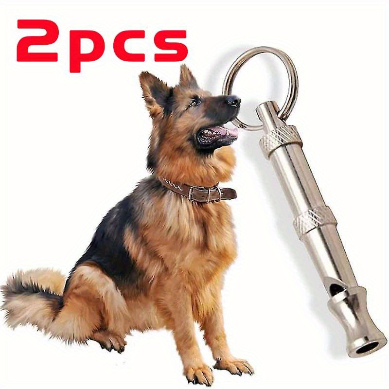 

1/2pcs Dog Whistle To Stop Barking, Adjustable Sound Pitch Dog Whistle With Keychain, Professional Recall Pet Puppy Cat Dog Training Whistle For Bad Behavior, Silvery Tone