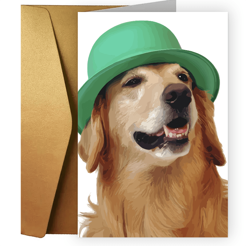 

1pc Funny Creative St. Patrick's Day Greeting Card Golden Retriever St. Patrick's Day Card
