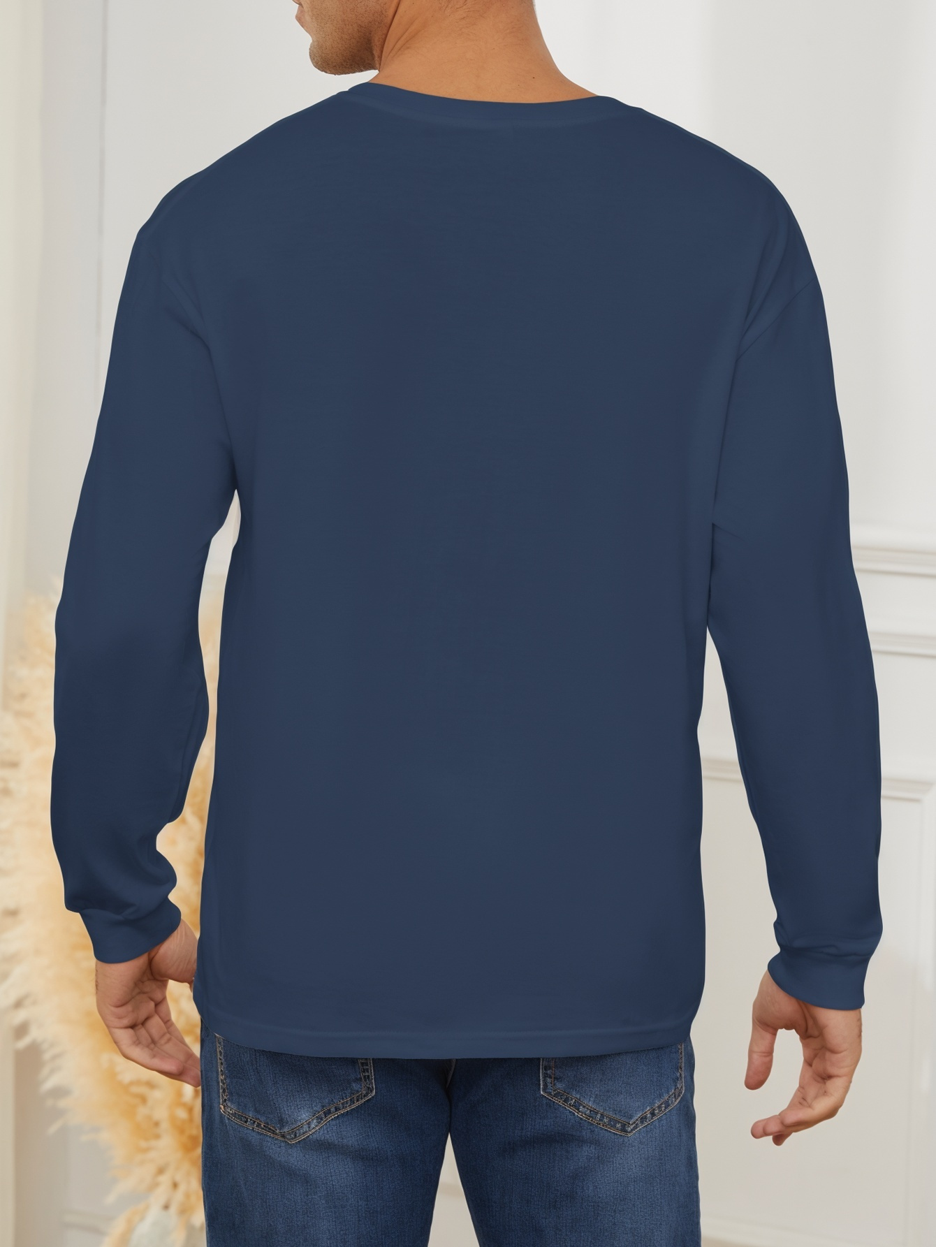 Buy Men Blue Crew Neck Full Sleeves Casual Sweatshirt Online