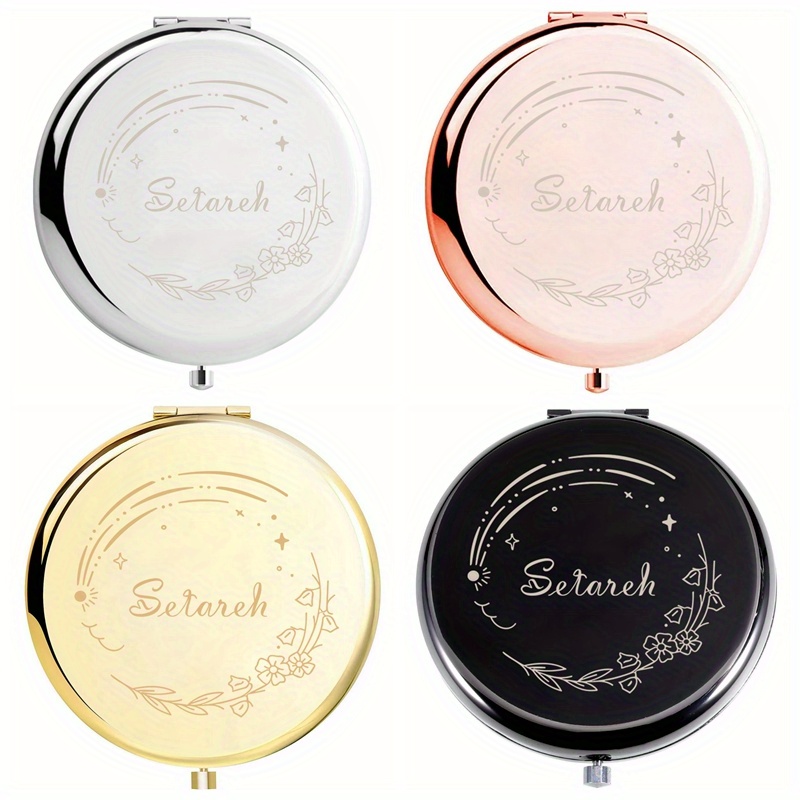 

Personalized Floral Compact Mirror - Perfect Gift For Sisters, Friends & - Metal Pocket Makeup Folding Mirror For Travel & Parties