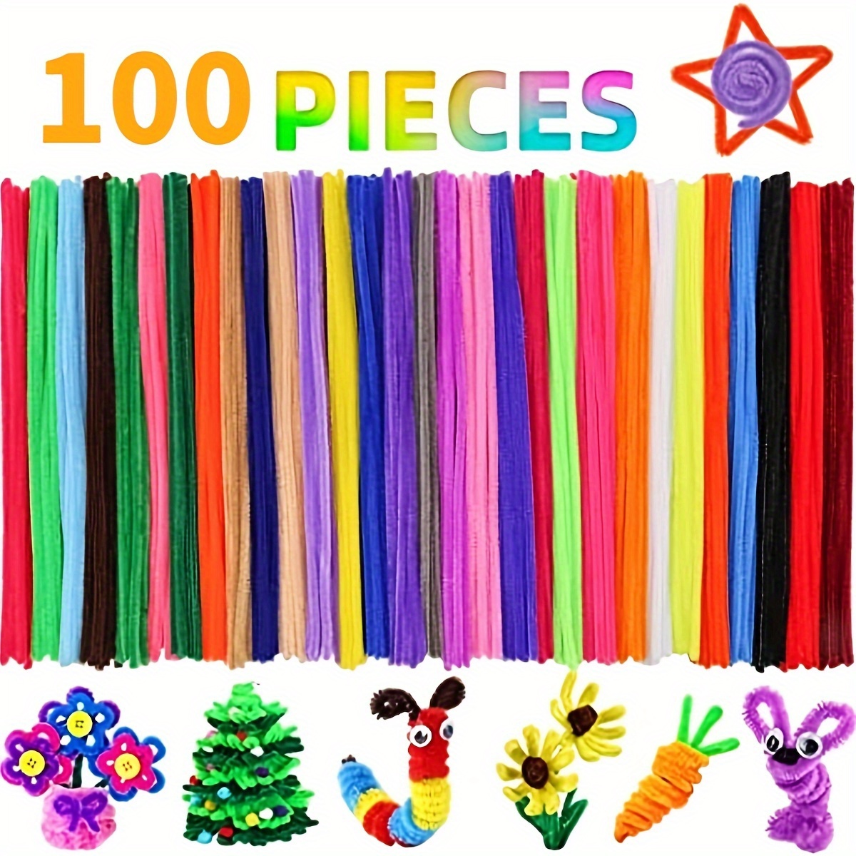Orange Pipe Cleaners (100 Pack) Chenille Stems For DIY Art