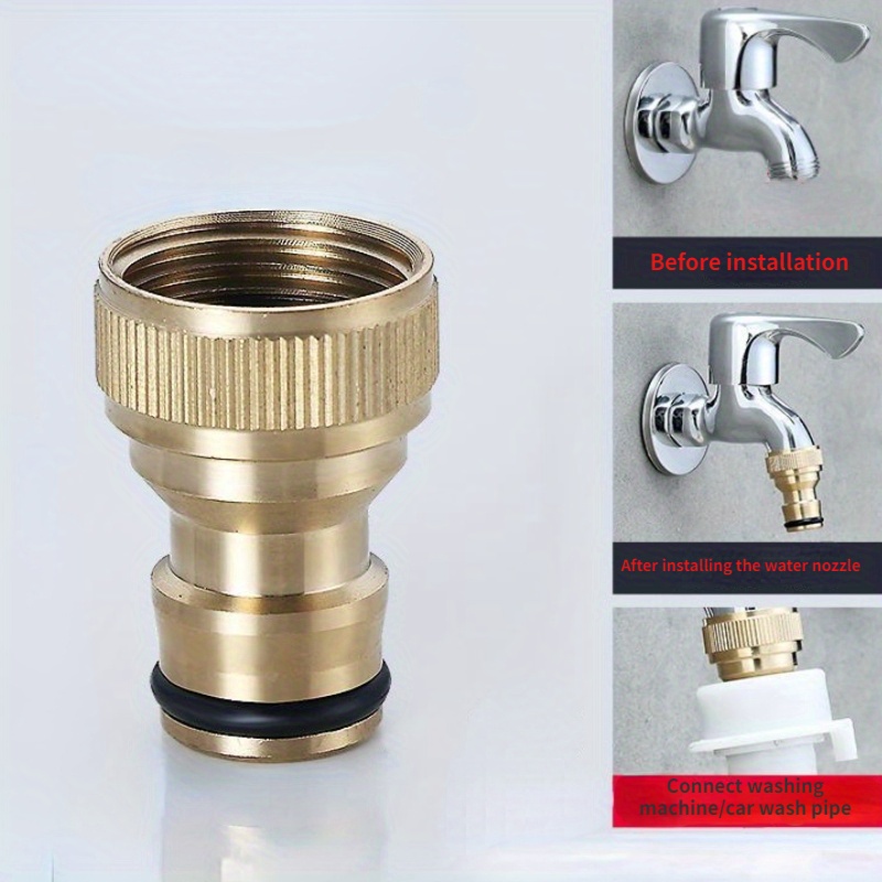 

1pc, Copper Washing Machine Connector Water Nozzle Converter Accessory 4-point Faucet Adapter Water Inlet Pipe Nipple