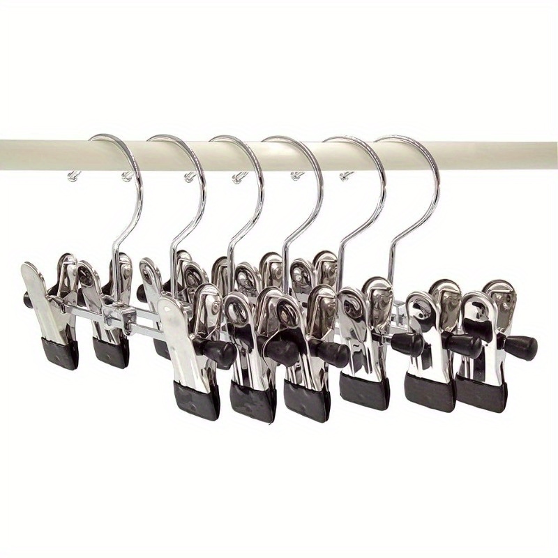

6pcs Multifunctional Metal Coat Hangers, Small Pants Hanger, Non-slip Drying Rack, Adjustable Stainless Steel Shoe Rack With Clips, Suitable For Clothing Stores Shops