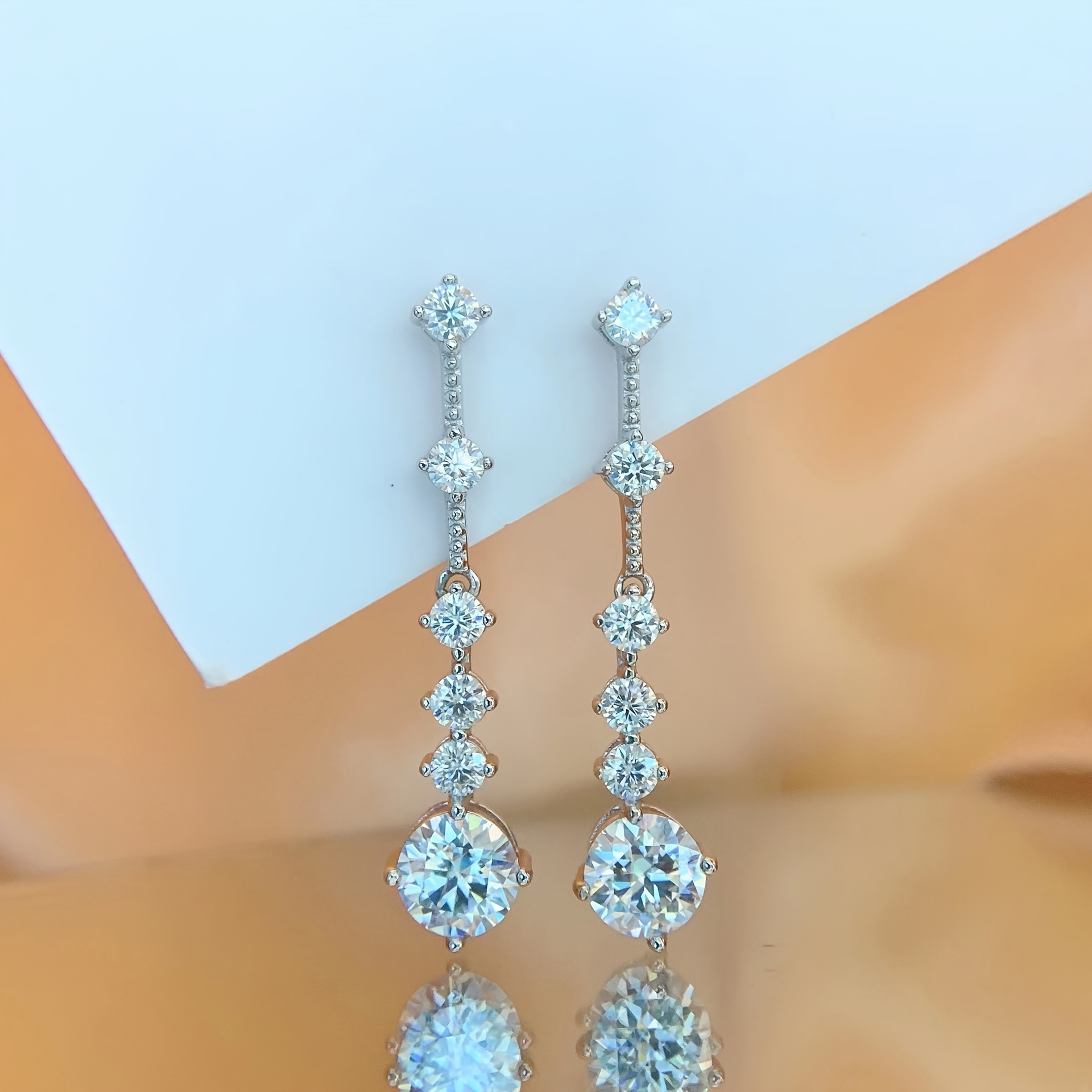 

1pair Elegant 3ct Moissanite Dangle Earrings, 925 Sterling Silver Wedding Earrings, Ideal Choice For Gifts