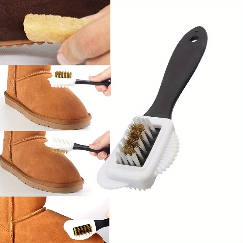 

Brosse à chaussures en plastique durable à trois côtés, brosse de nettoyage multifonctionnelle avec manche long pour laver les chaussures