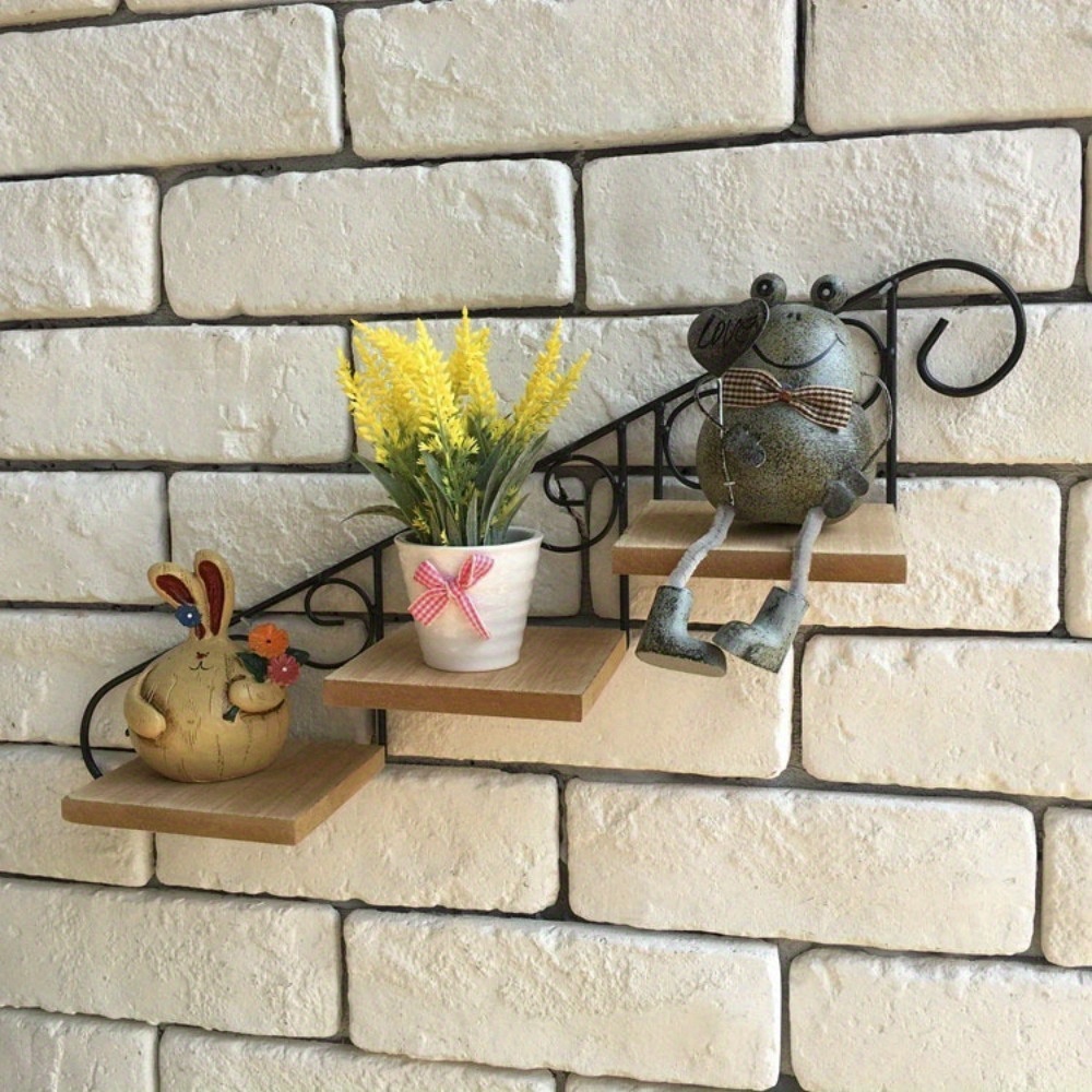 

1pc, New Retro Pastoral Creative Staircase Style Cafe Clothing Store Wall Decoration Wall Hanging Flower Shelf Shelf Wall Hanging Decoration