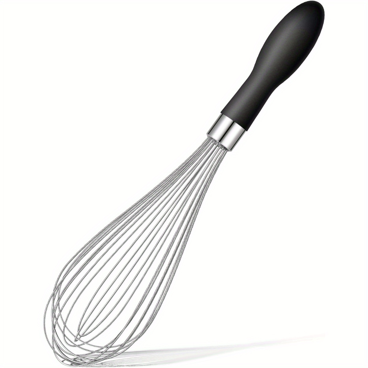 

1pc Stainless Steel Whisk With Soft Silicone Handle, Thick Durable Egg Whisker For Blending, Beating, Whisking, Stirring, Kitchen Gadget For Restaurants, Food Trucks