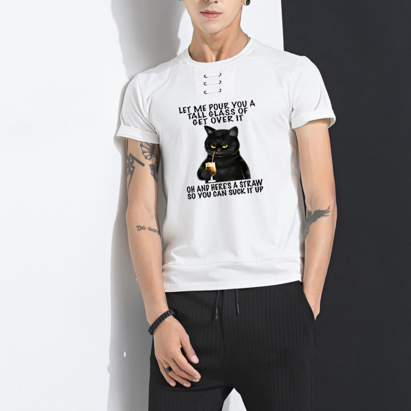 猫のヒート転写ステッカー1枚 服へのアイロンプリント用品＆ Tシャツ 