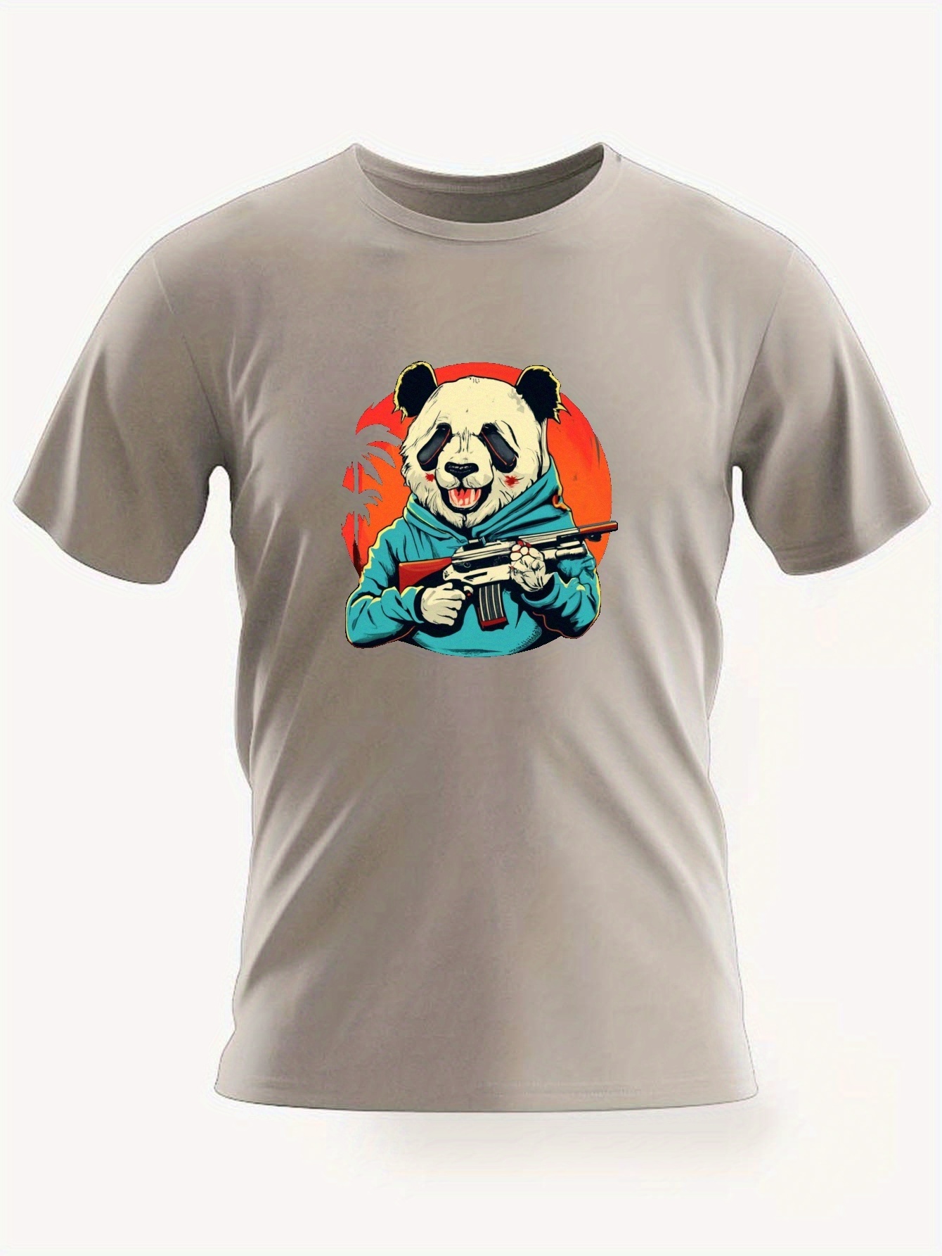 Bonita Camiseta Estampado Panda Camiseta Manga Corta Cuello - Temu