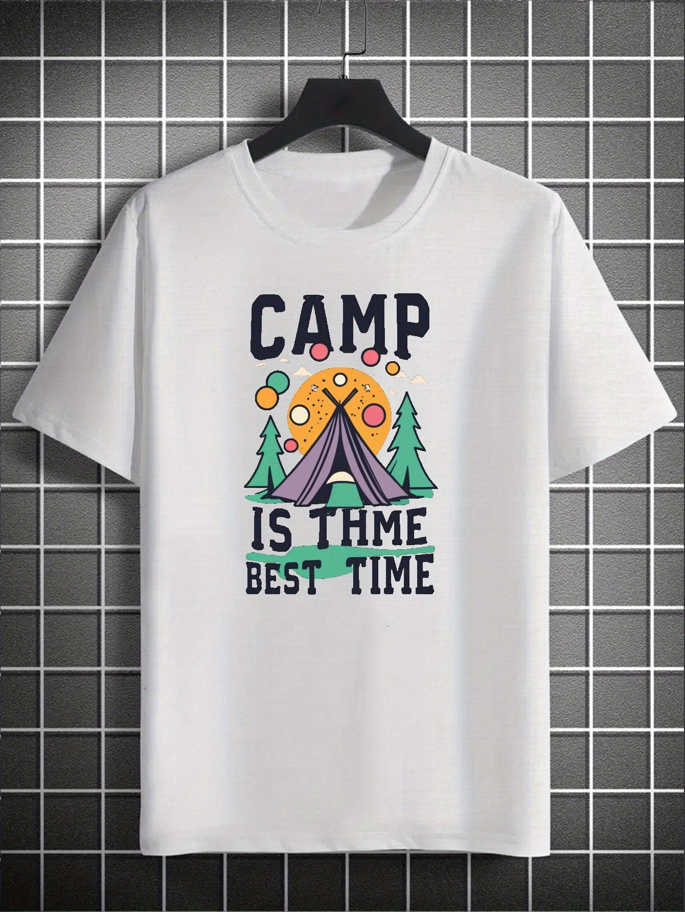 Fire Pattern Camping Hunting Fishing Letters Print Men's - Temu