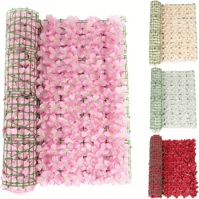 

1pc Artificial Flower Wall Panels, Faux Flower Garden Fence Vine Privacy Fence Wall Screen Hedge, Romantic Floral Backdrop Hedge Home Decor Wedding Party Photo Background Decor
