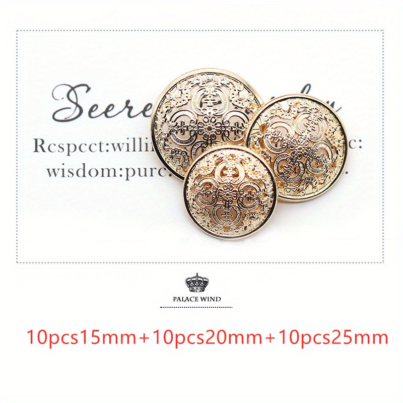 TEMU 30pcs Of Vintage European-style Hollow Carved Golden Buttons For Handmade Clothing, Perfect For Blouses And Sewing Additions, Ideal For Vintage