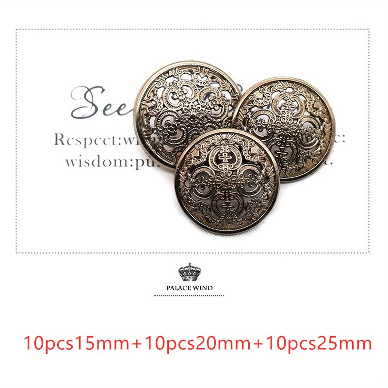 E-shop 30 Stück Vintage Goldene Knöpfe im europäischen Stil mit Hohlschnitz für handgemachte Kleidung, für Blusen und Nähzubehör, ideal für Vintage