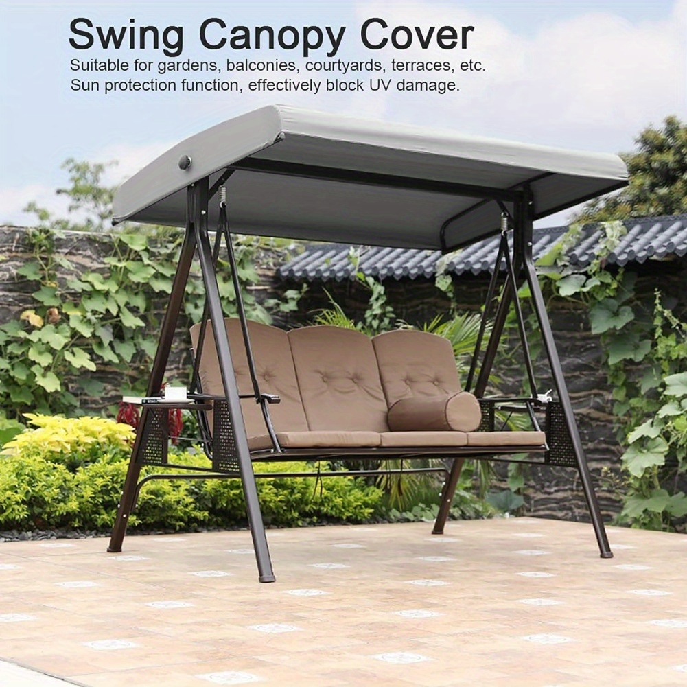 

1pc Swing Canopy Replacement Cover, Outdoor Swing Canopy Waterproof Dustproof Swing Canopy Cover, Universal Replacement Canopy For Garden Swing Chair, Patio Hammock Top Roof (gray)