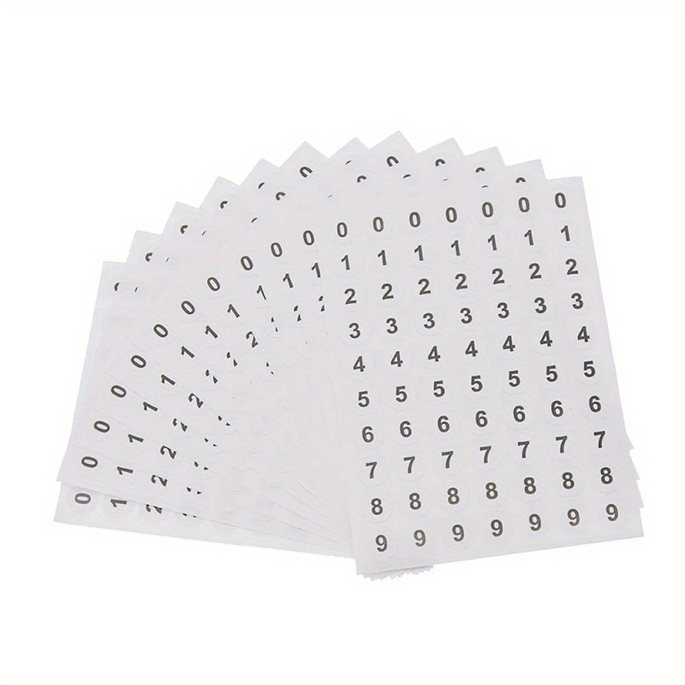 12 Sheets Of 840pcs Round Labels With Numbers 0-9, 10mm Black Text On White Background, Reusable, Office Supplies