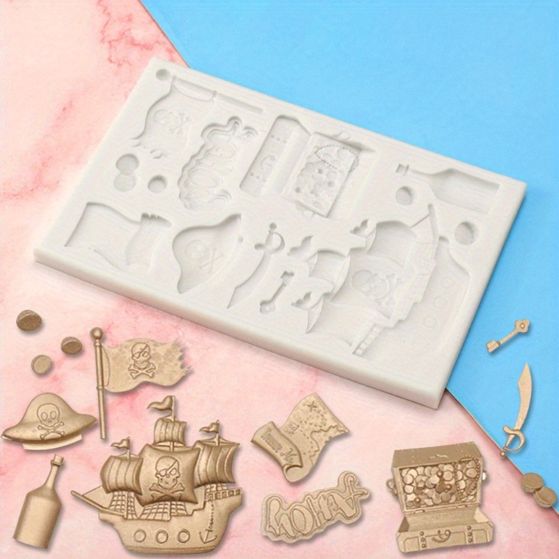 1pc silicone mold pirate treasure chest style fondant chocolate biscuit pudding mold cake decoration mold kitchen accessories baking tools diy supplies