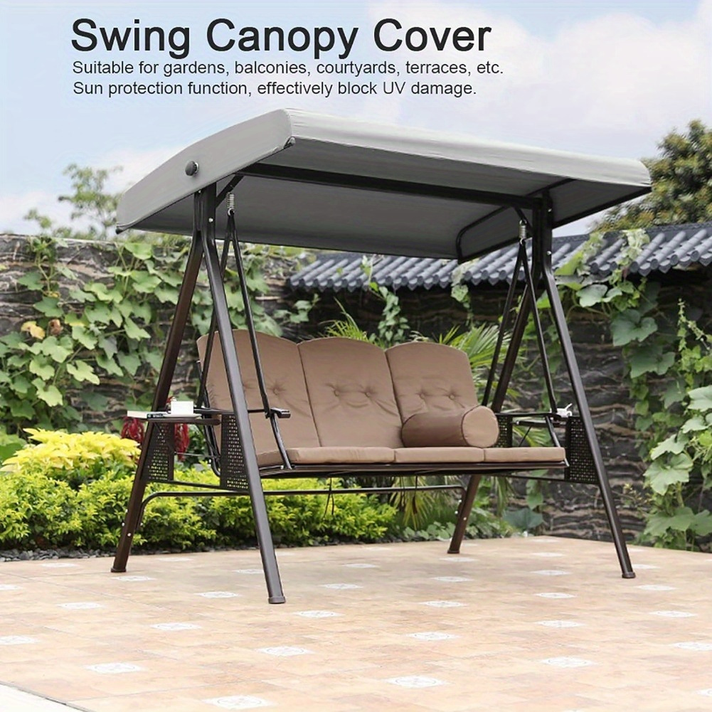 

1pc Swing Canopy Replacement Cover, Outdoor Swing Canopy Waterproof Dustproof Swing Canopy Cover Universal Replacement Canopy For Garden Swing Chair Cover Patio Hammock Cover Top Roof (gray)