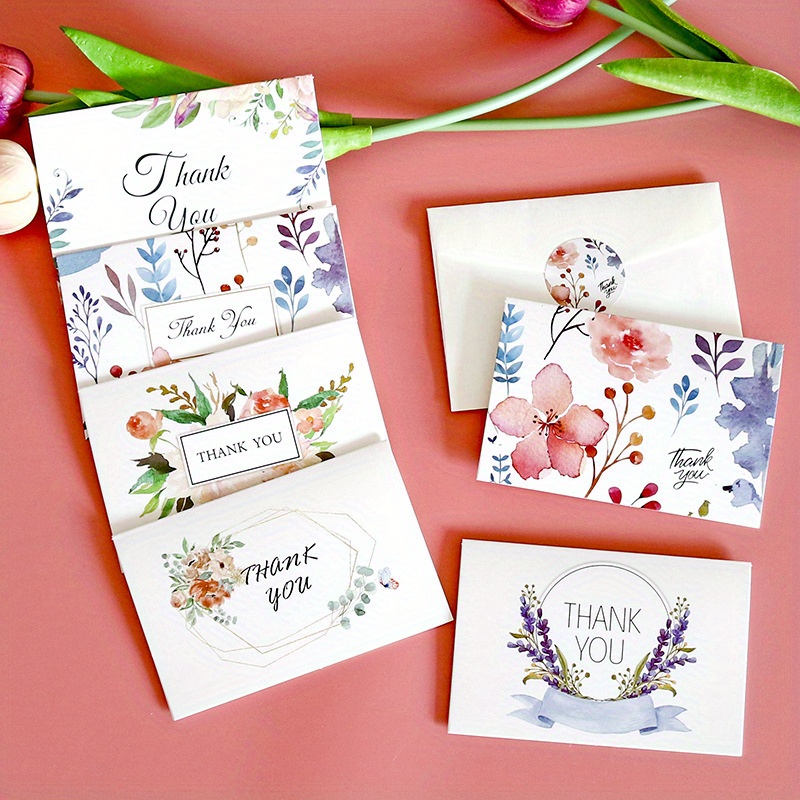 

Set/18pcs, Floral Thank You Cards, Thank You Gift Cards, Greeting Card Envelope Stickers, Holiday Greeting Message Cards, Suitable For Party Gifts, Holiday Props