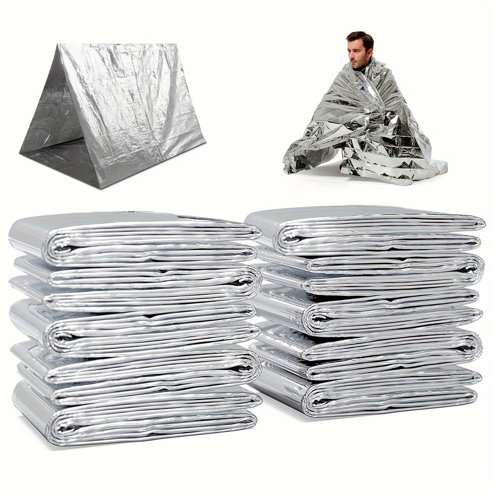 

10pcs Emergency Thermal Blankets, 52" X 82", Outdoor Survival Equipment