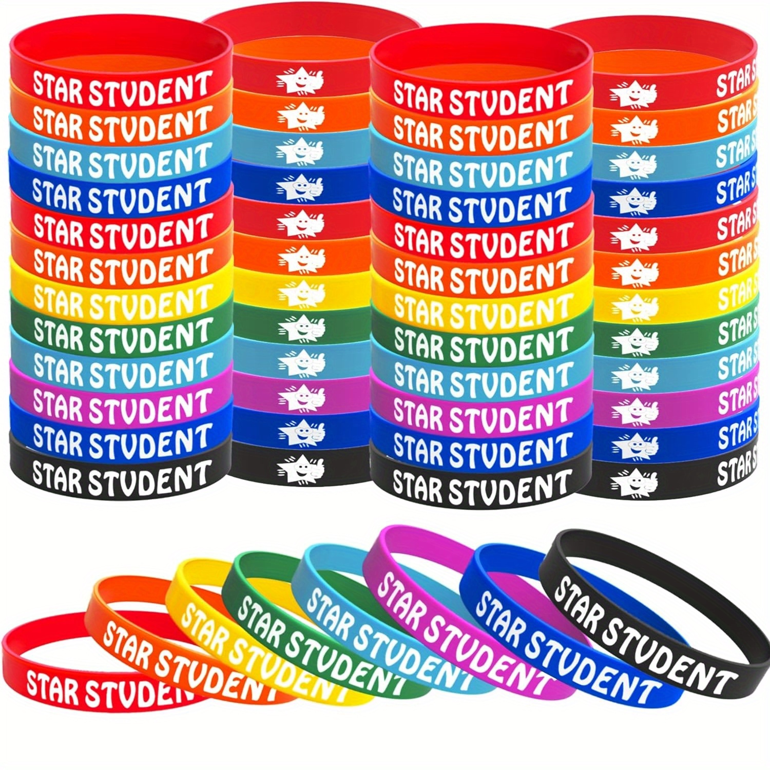 

20pcs, Star Student Wristbands-color Star Student Silicone Bracelets,star Student Rubber Bracelets For School Classroom Teacher Recognition Award, Sports Office Education Activities