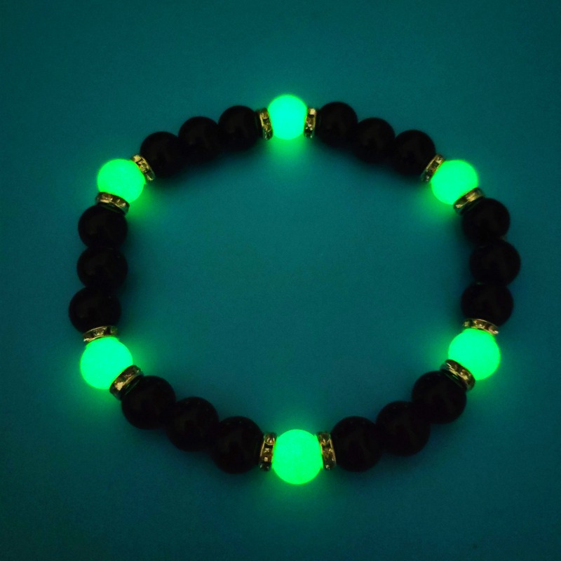 

1pc 8mm Blue Glowing Beads Bracelet For Men