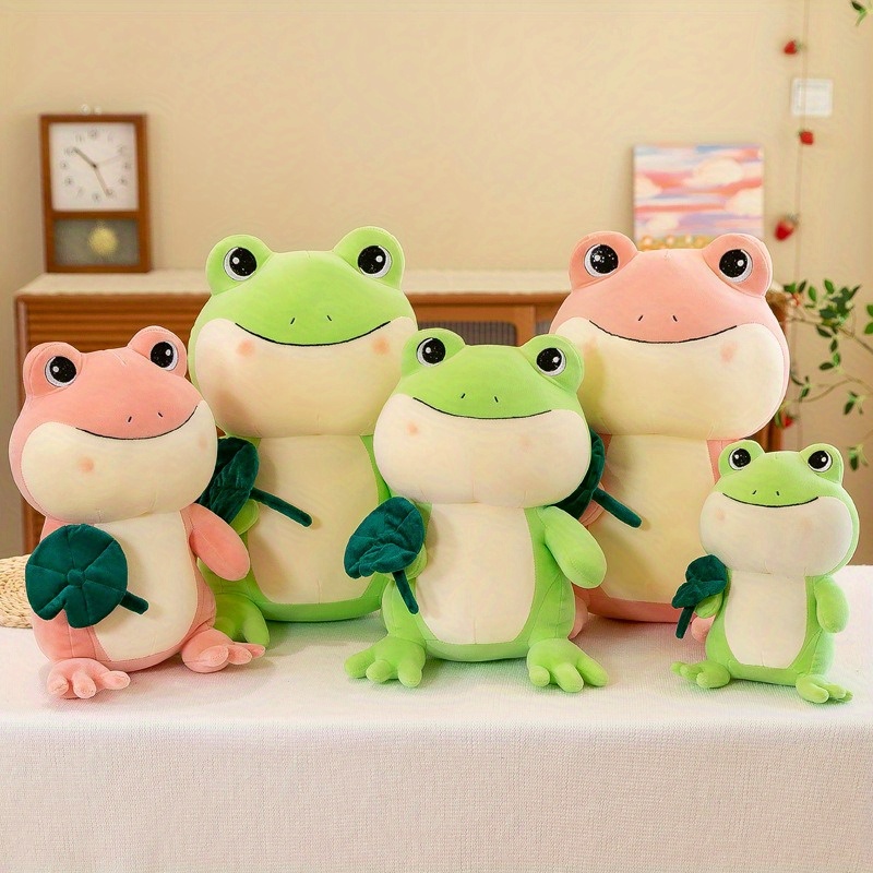 Cute Lotus Frog Doll Plush Toy Boy Girl Bed Doll Cute Family - Temu
