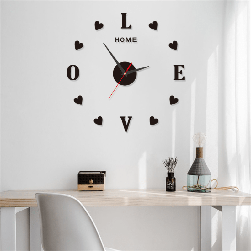 1pc Black Heart Shaped Wall Clock Living Room Diy Wall Clock - Temu