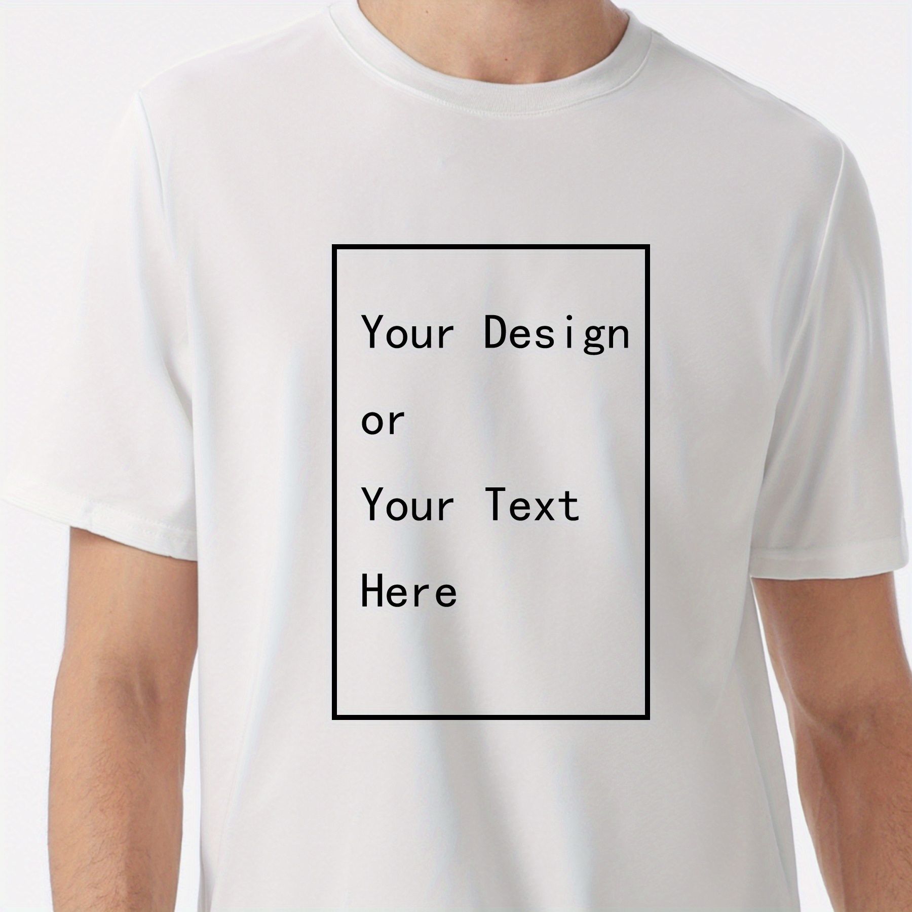 

Customized Your Design Or You Text Here Letter Graphic Print Men's Creative Top, Casual Short Sleeve Crew Neck T-shirt, Men's Clothing For Summer Outdoor