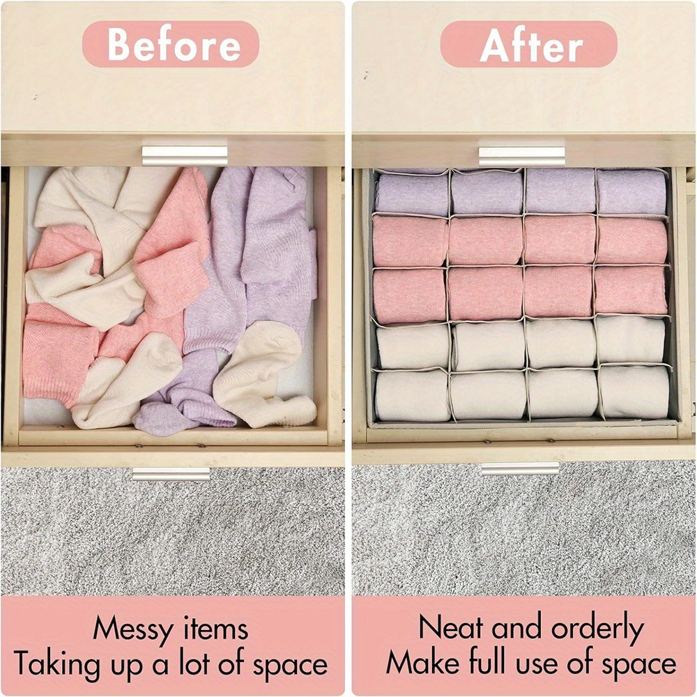 1pc drawer organizer 24 grids organizer divider foldable cabinet closet organizer and storage box for storing socks underwear ties details 5