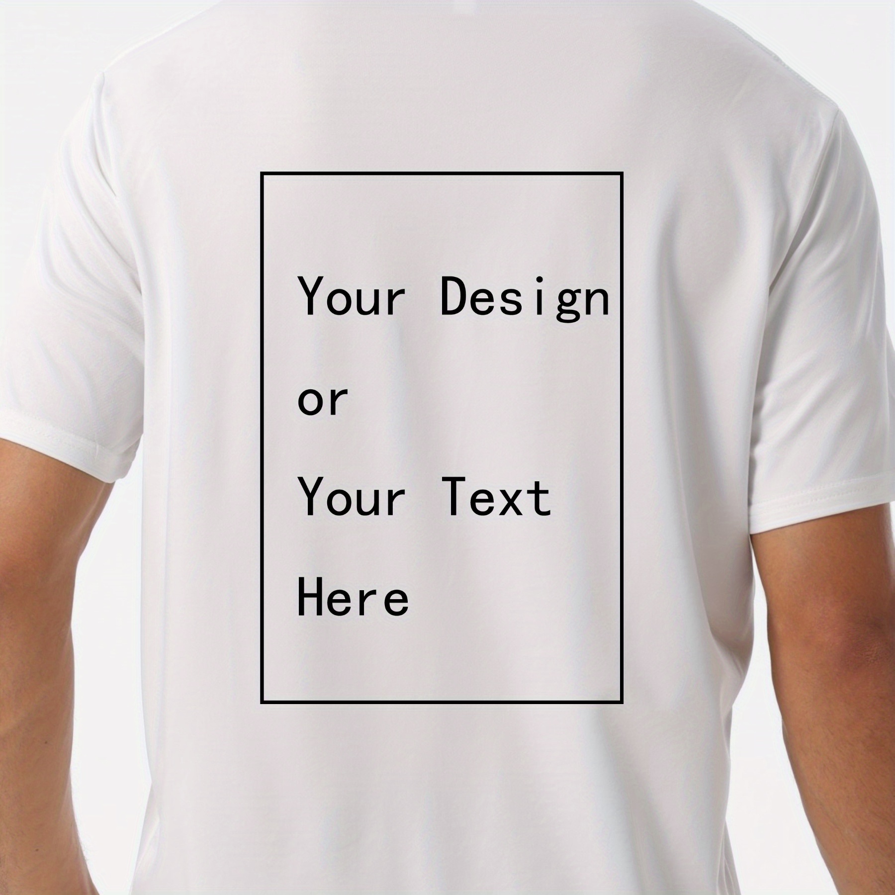 

Customized Your Design Or Your Text Here Graphic Print Men's Creative Top, Casual Short Sleeve Crew Neck T-shirt, Men's Clothing For Summer Outdoor