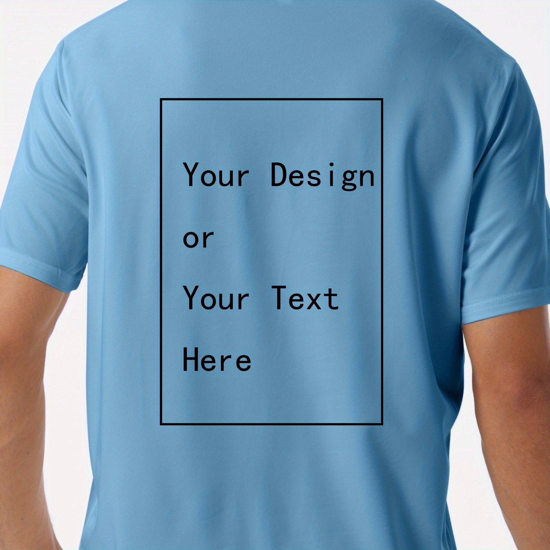 

Customized Your Design Or Your Text Here Graphic Print Men's Creative Top, Casual Short Sleeve Crew Neck T-shirt, Men's Clothing For Summer Outdoor