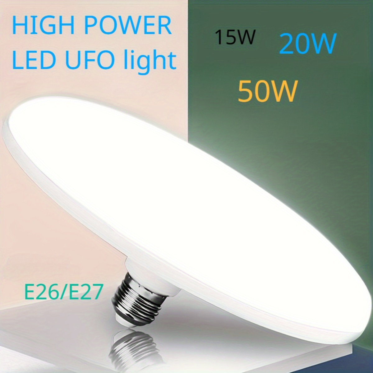 

1pc Ufo Shaped , 15w/20w/50w For Home, E26/e27 Led Lamp Indoor Lighting For Garage Kitchen Living Room