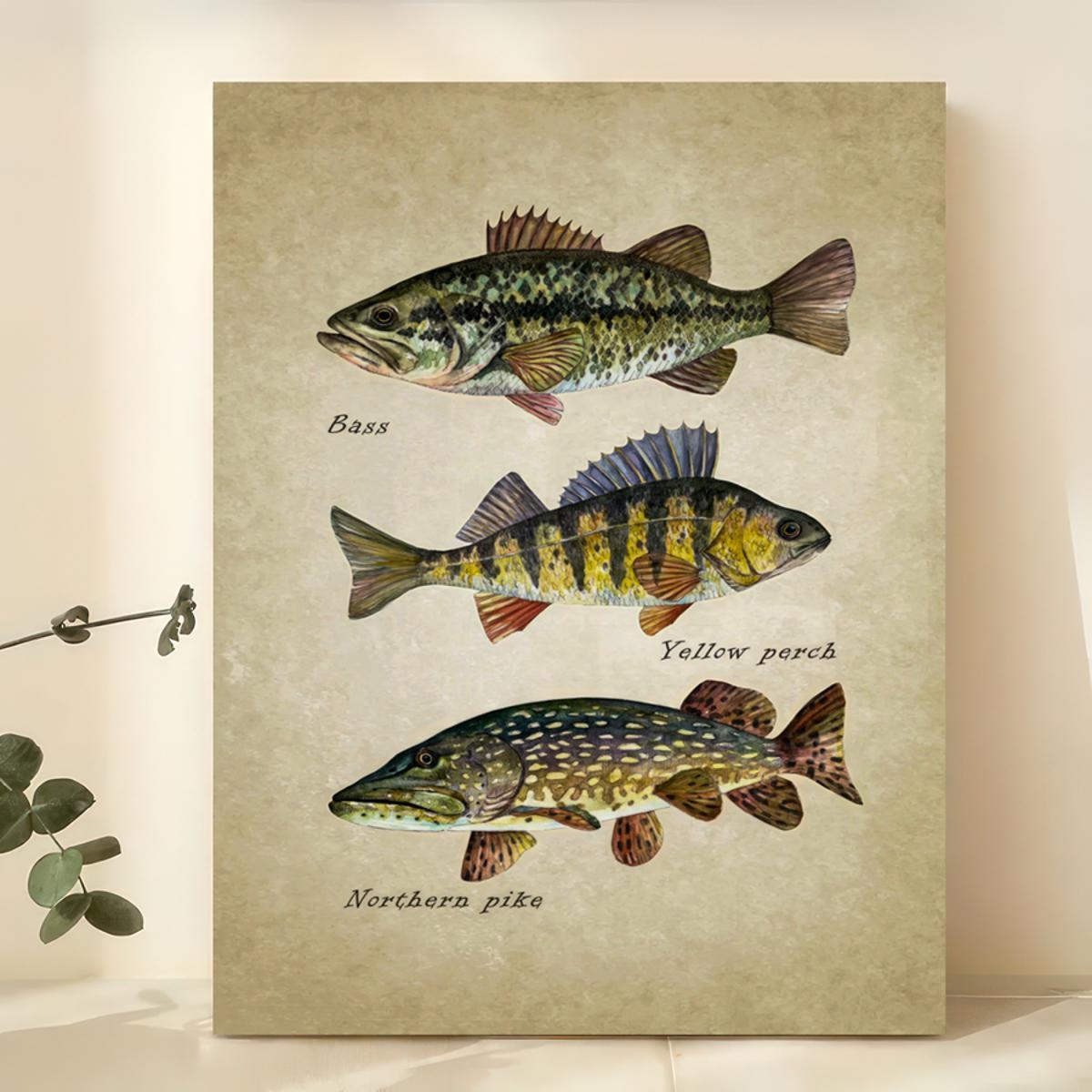Wisconsin, Fish All Day, Bass (12x18 Wall Art Poster, Room Decor