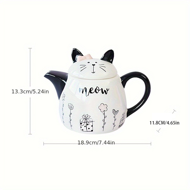 Cute Cat-shaped Ceramic Teapot And Coffee Pot - 18oz Multifunctional Water Pot, Kitten-themed & Tea Vessel For Home, Parties, ( Ceramic)