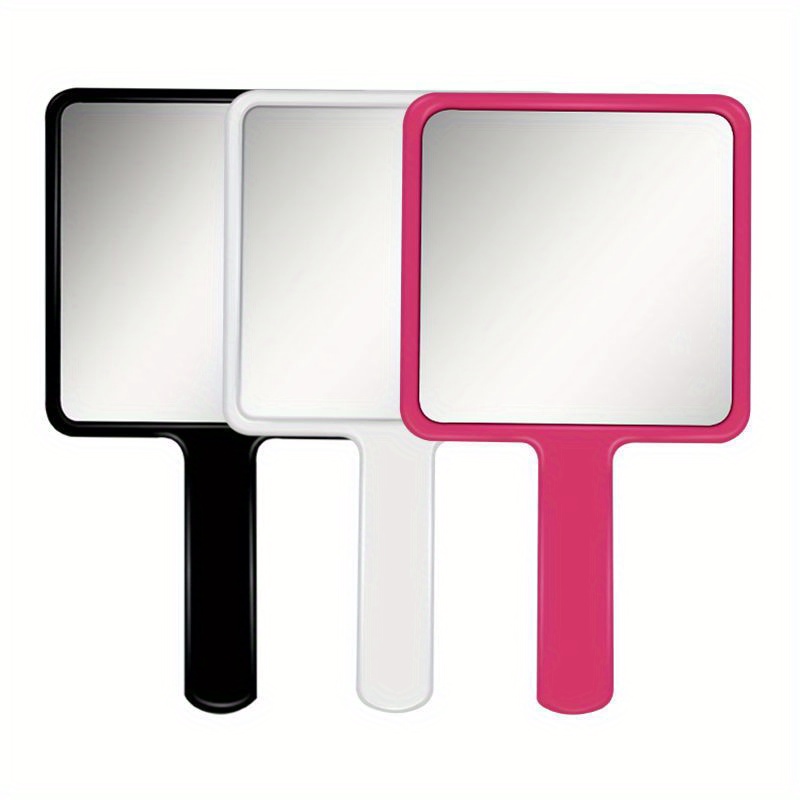 

Portable Handheld Makeup Mirror With Handle - Dual-sided, Magnified For Application - Ideal For Eyelash Extensions & Touch-ups - Plastic Frame, Glass Surface