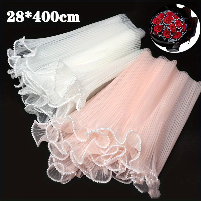 

1pc Pearl Wave Gauze, Flower Wrapping Paper, Rose Bouquet Wrapping Paper, Mesh Floral Art Luminous Wave Gauze Cake Surround