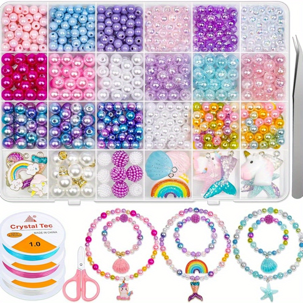 

773pcs Mermaid Colorful Beads With Starfish Shell Charms Kit For Jewelry Making Diy Girls Bracelet Necklace Handmade Beaded Craft Supplies