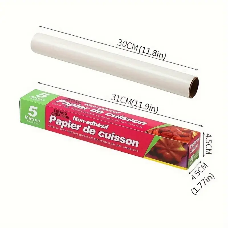1 roll extra long baking paper - heavy duty disposable air fryer liners, oven, toaster oven, - heat-resistant, waterproof, greaseproof - extra long 11.8x393.7 inches - for pastries, bread, pizza, chicken, fish - easy kitchen essentials - ideal for home & commercial kitchens - made of durable paper with surface for cooking - air fryers and ovens, special paper for airfryer, air fryer liners non stick, Product details 3