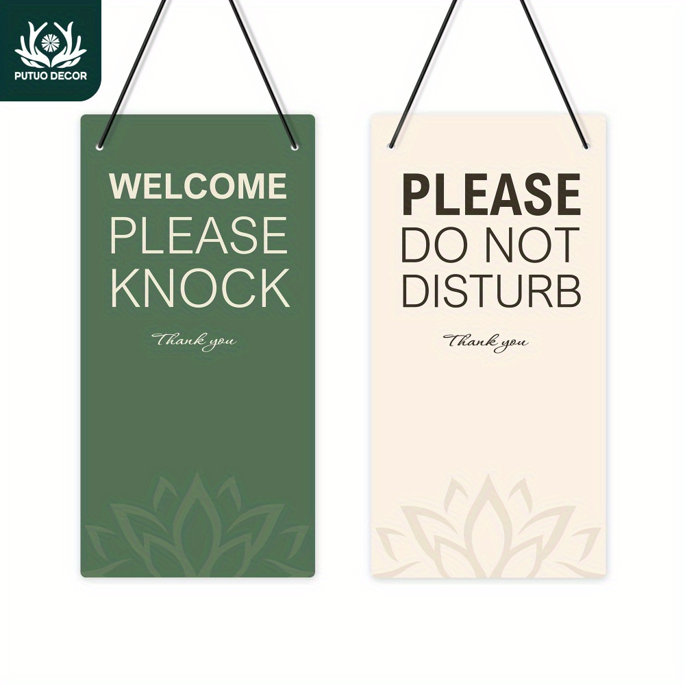 1pc PVC Reversible Double-Sided Sign, Welcome Please Knock Thank You Please Do Not Disturb, Hanging Plaque For Home Business Hotel Conference Office,