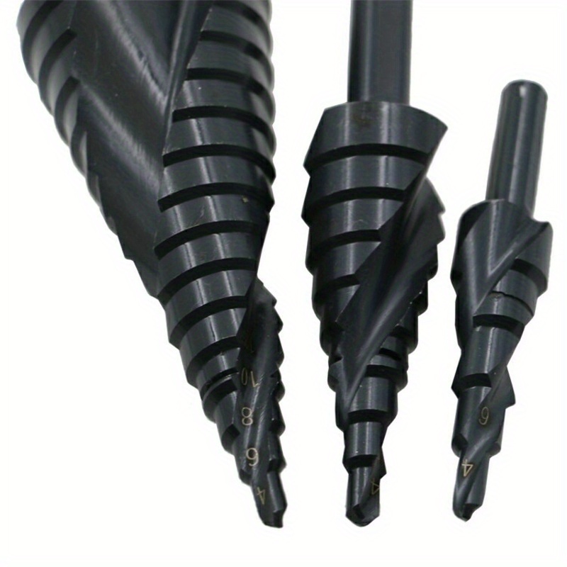 

3pcs/set 4-32mm Cobalt Step Drill Bits Set, Nitride High Speed Steel Spiral Step Drills, Metal Cone Triangle Shank Hole Opener Metal Drills