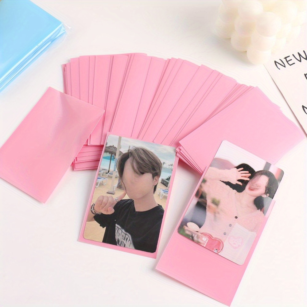 

20 Sheets Macaron Color Silk Matte Double-layer Card Film Small Card Protective Sleeve Idol Polaroid Photo Card Holder - 6.1*9.1cm