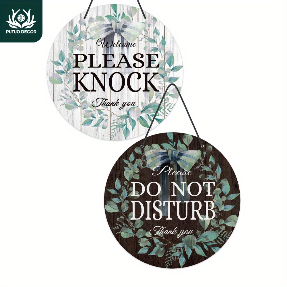 

1pc, Round Pvc Reversible Double-sided Sign, Please Do Not Disturb Welcome Please Knock, Hanging Plaque For Home Farmhouse Office Clinic Meeting Room, 9 X 9 Inches Gifts