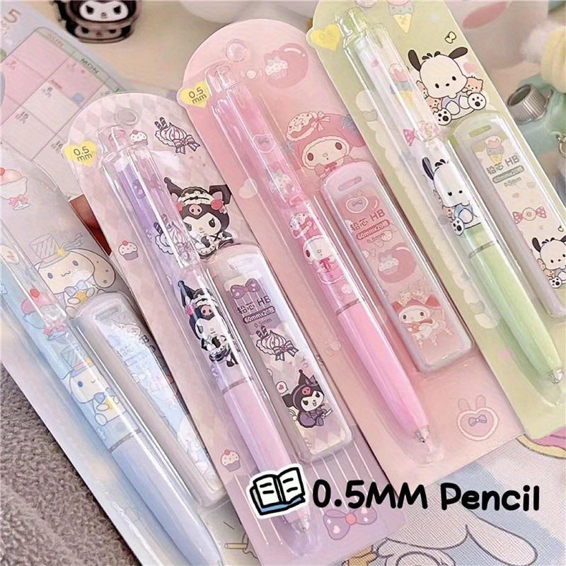 

4pcs/set Sanrio Melody Cinnamoroll Pochacco Mechanical Pencil 0.5mm Press Pencils Office Stationery Gifts