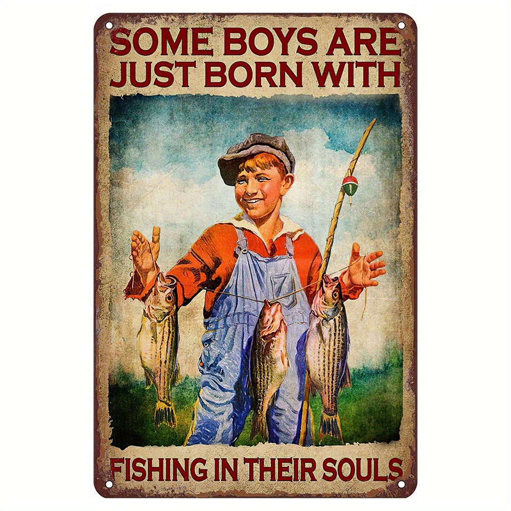 Fishing Signs for Man Cave Fishing to My Son Men and Boy Tin Sign  Decoration Vintage Chic Metal Poster Wall Decor Art Gift for Man Cave Boys  Room Garage 12x8 inch : : Home